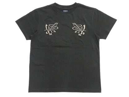 Tailor Toyo Men's Eagle-Embroidered Short Sleeve T-Shirt, Sukajan-Inspired Cotton Tee (Toyo Enterprises TT79742 118 Antique Black)