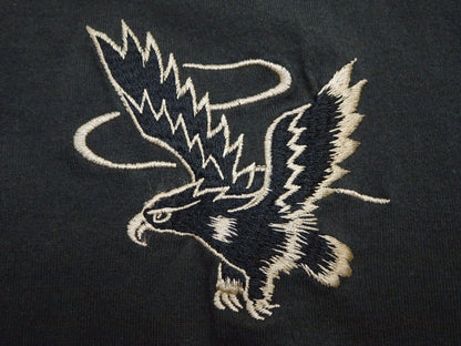Tailor Toyo Men's Eagle-Embroidered Short Sleeve T-Shirt, Sukajan-Inspired Cotton Tee (Toyo Enterprises TT79742 118 Antique Black)