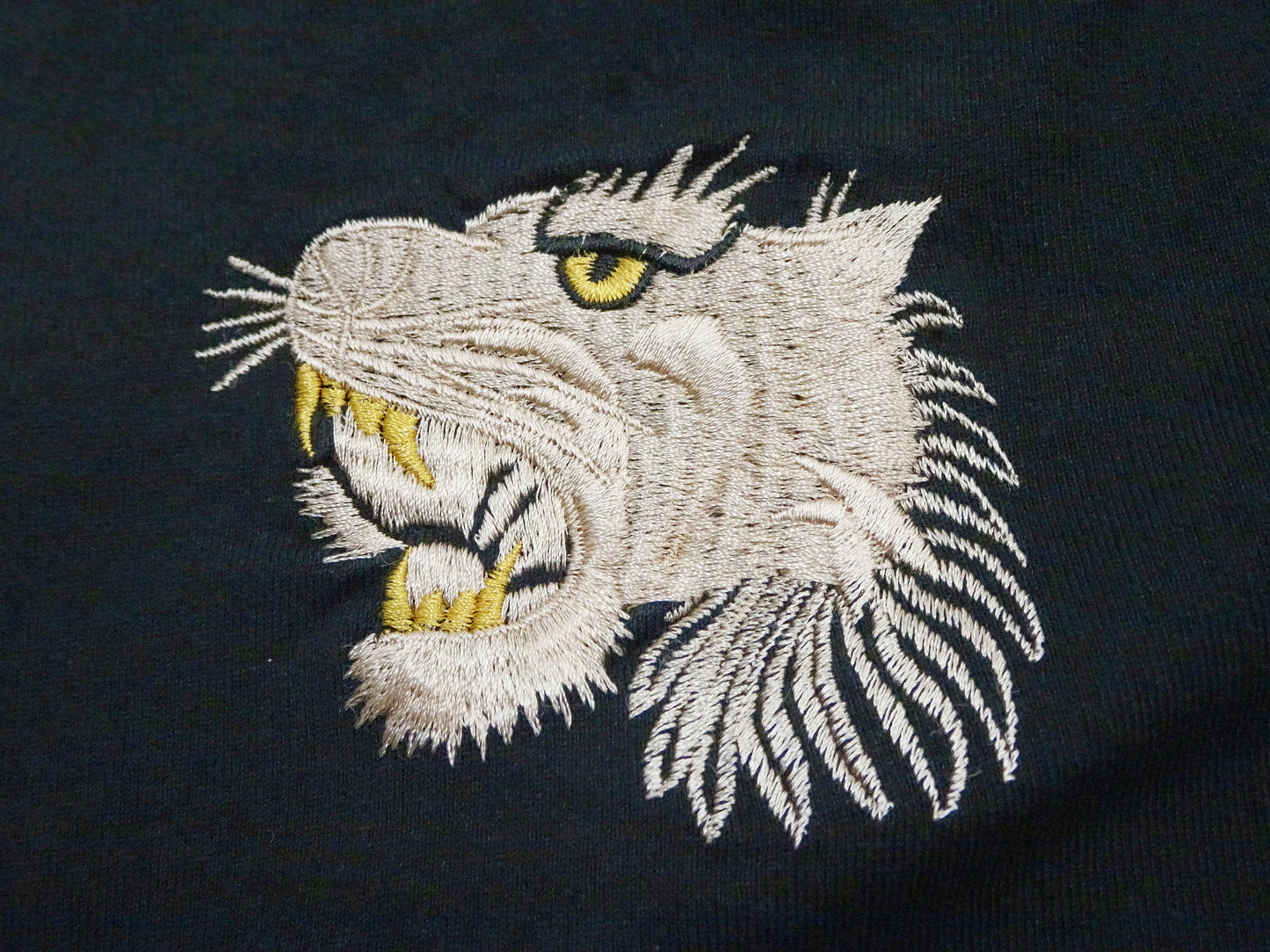Tailor Toyo Men's Tiger-Embroidered Short Sleeve T-Shirt, Sukajan-Inspired Cotton Tee (Toyo Enterprises TT79743 119 Black)