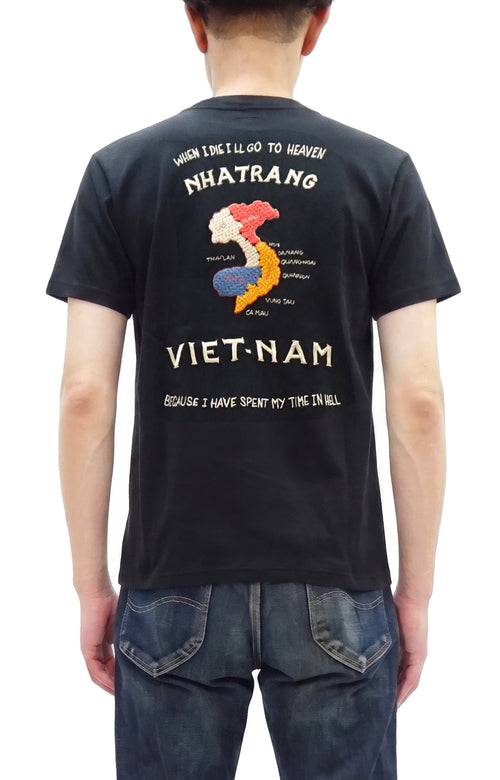 Tailor Toyo Men's Vietnam Jacket-Inspired Embroidered Short Sleeve T-Shirt, Cotton Tee (Toyo Enterprises TT79745 119 Black)