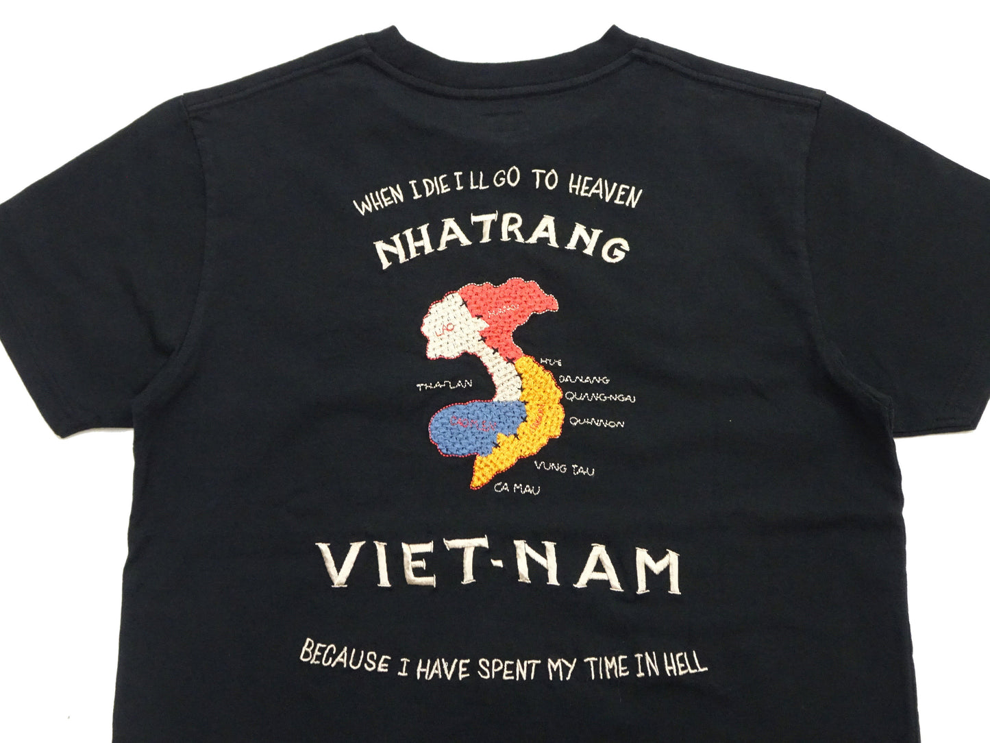 Tailor Toyo Men's Vietnam Jacket-Inspired Embroidered Short Sleeve T-Shirt, Cotton Tee (Toyo Enterprises TT79745 119 Black)