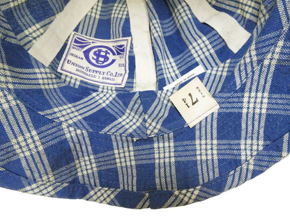 Union Supply Men's Palaka Plaid Bucket Hat - Vintage Hawaiian Workwear Style, Made in Japan (Toyo Enterprise US02883 421 One-Wash)