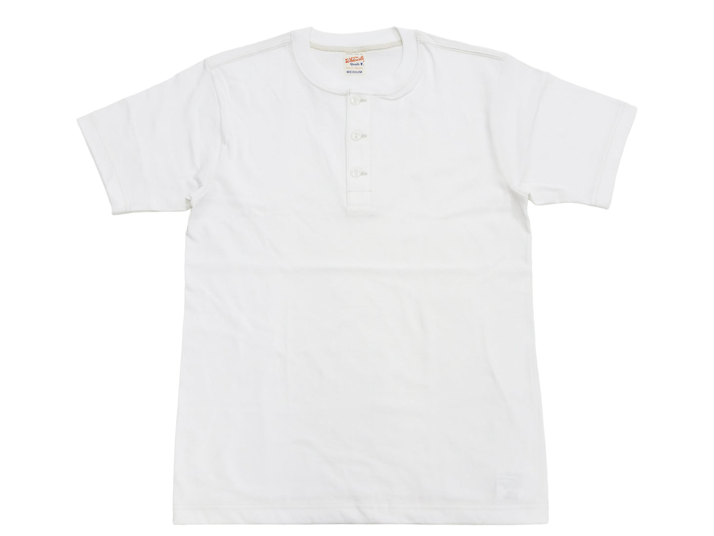 Whitesville Men's Short-Sleeve Henley T-Shirt, 100% Cotton Tubular-Knit Jersey, Slim Fit, One-Pack, Made in Japan (WV79681 105 Off-White)