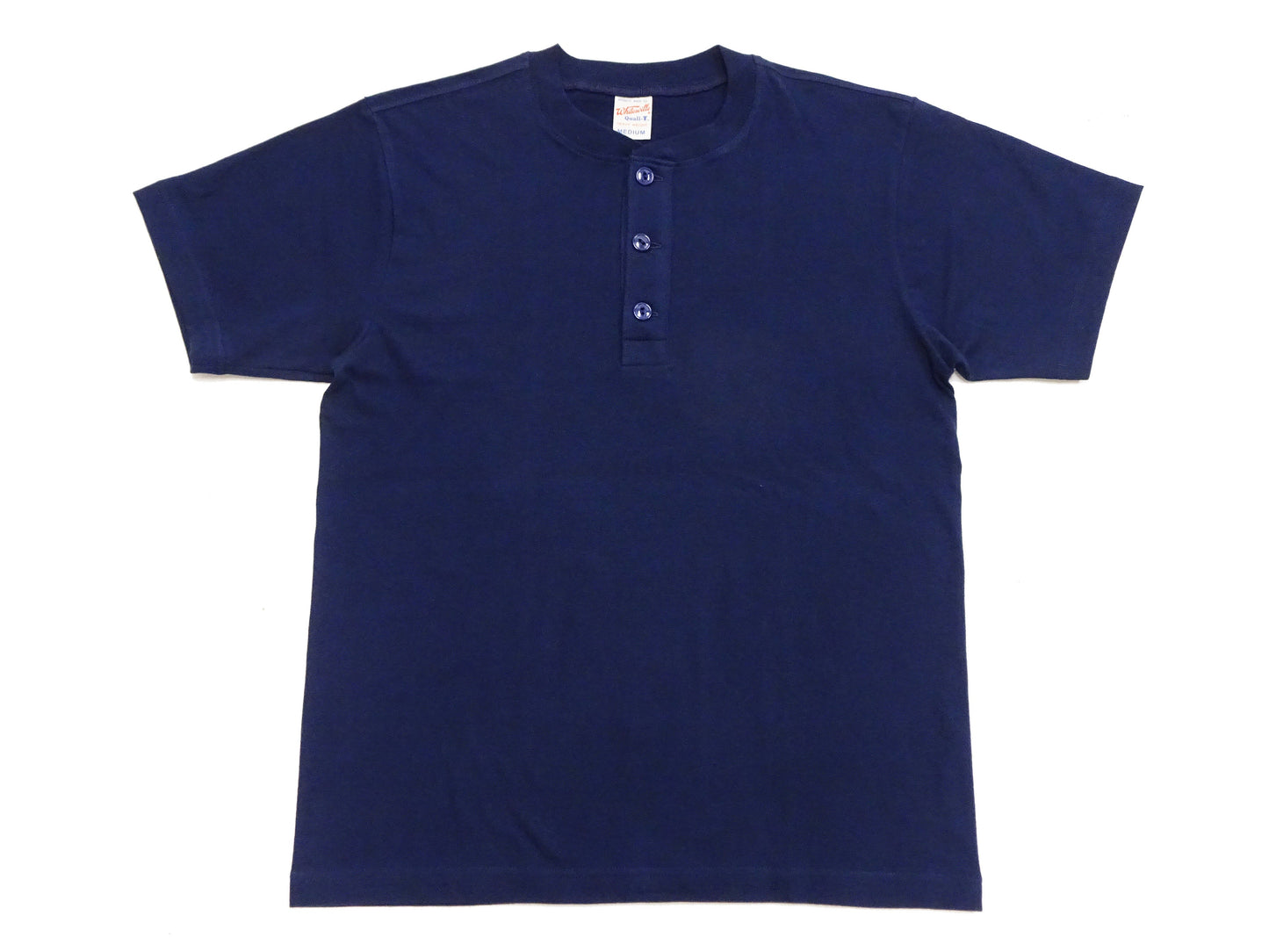 Whitesville Men's Short-Sleeve Henley T-Shirt, 100% Cotton Tubular-Knit Jersey, Slim Fit, One-Pack, Made in Japan (WV79681 128 Navy)