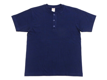 Whitesville Men's Short-Sleeve Henley T-Shirt, 100% Cotton Tubular-Knit Jersey, Slim Fit, One-Pack, Made in Japan (WV79681 128 Navy)