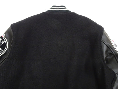 Whitesville Varsity Jacket Men's Letterman Jacket Melton x Leather Award Jacket WV15385 WV15385-119 Black/Black