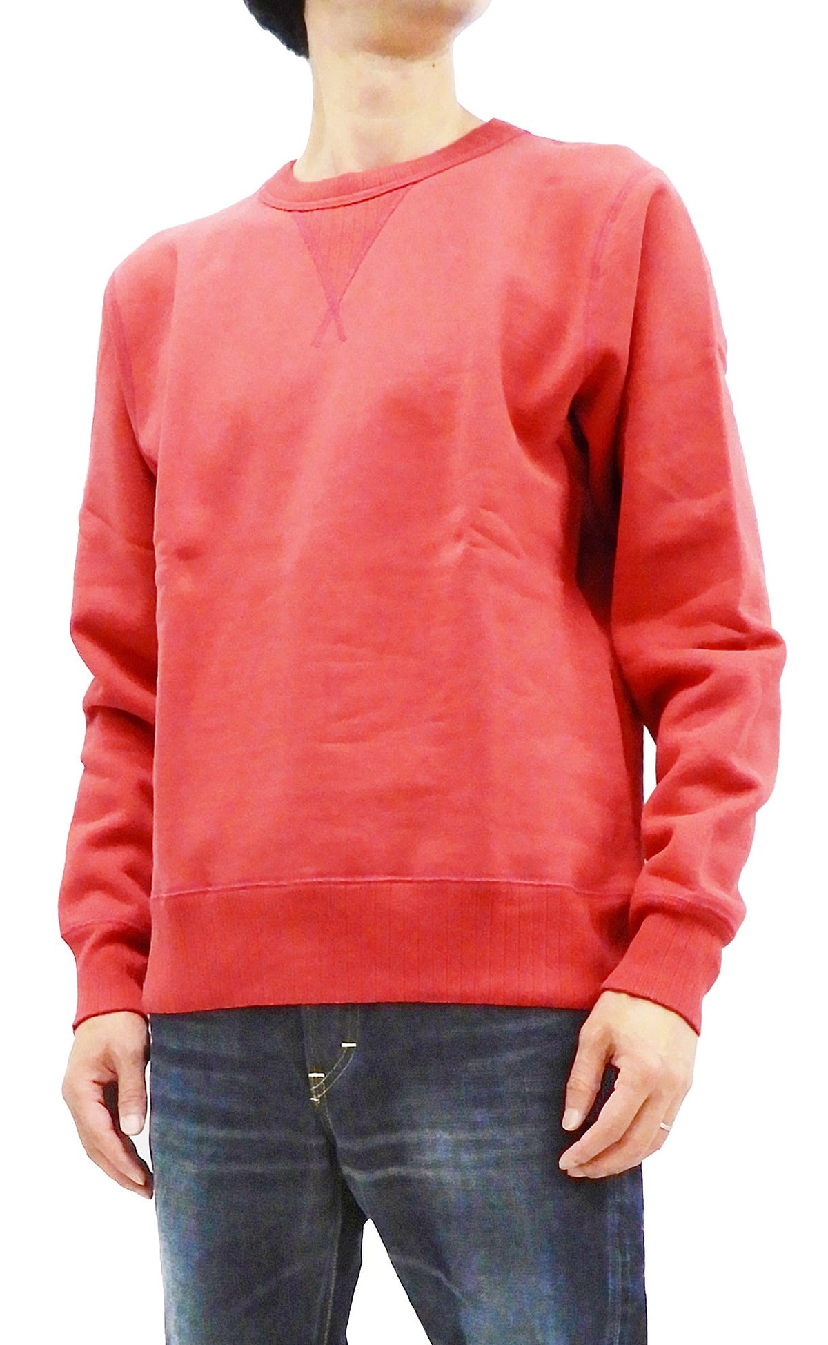 Whitesville Plain Sweatshirt Men's Loop-wheeled V-Insert Vintage Style WV67728 Red