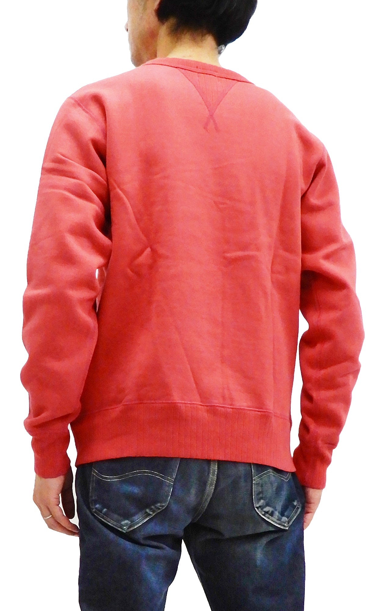 Whitesville Plain Sweatshirt Men's Loop-wheeled V-Insert Vintage Style WV67728 Red
