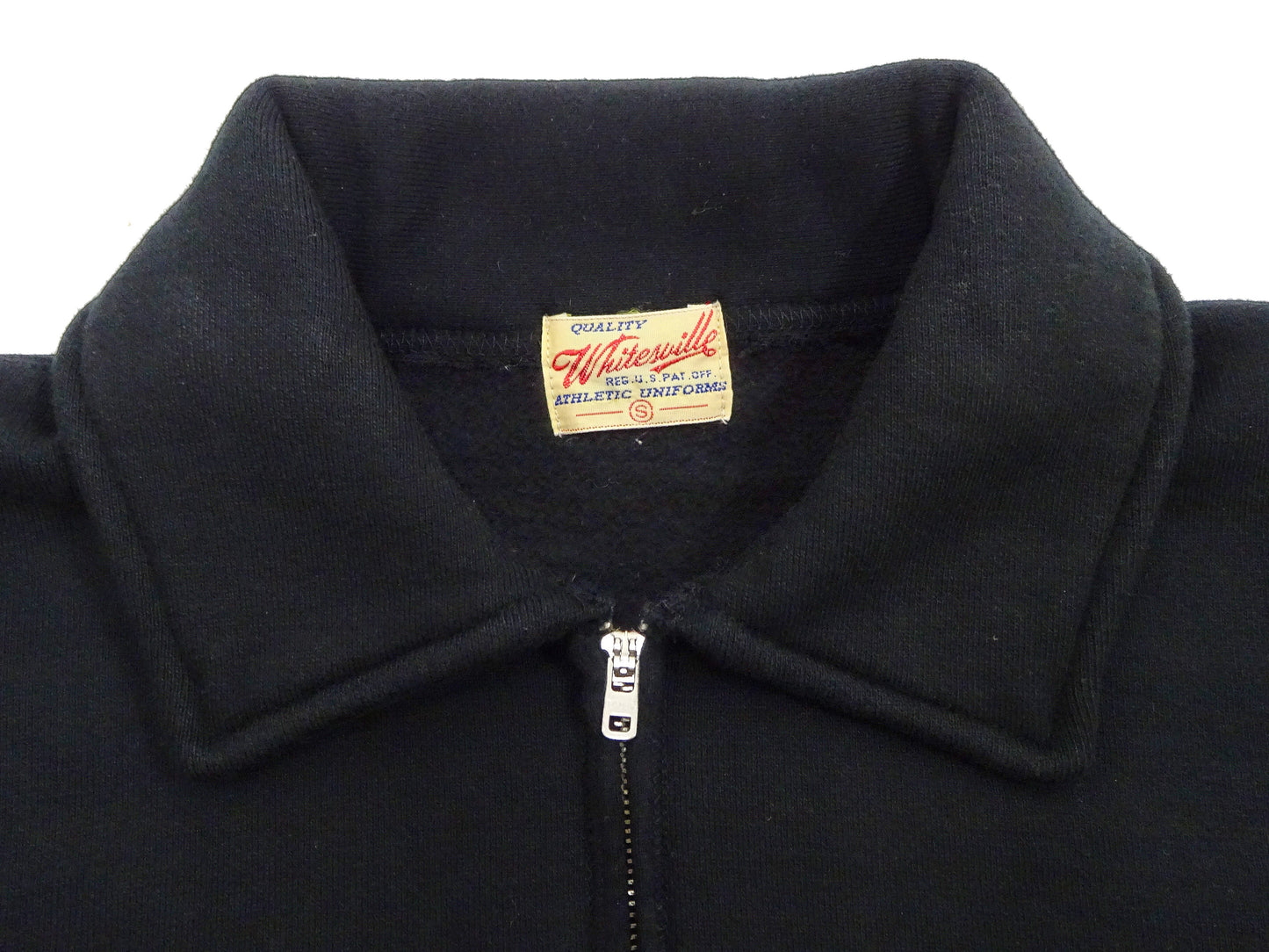 Whitesville Men's Collared Half-Zip Sweatshirt - Heavyweight Loopwheel Fleece, Made in Japan, Vintage-Inspired Athletic Wear (Toyo Enterprises WV69641 119 Black)