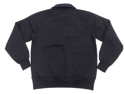 Whitesville Men's Collared Half-Zip Sweatshirt - Heavyweight Loopwheel Fleece, Made in Japan, Vintage-Inspired Athletic Wear (Toyo Enterprises WV69641 119 Black)