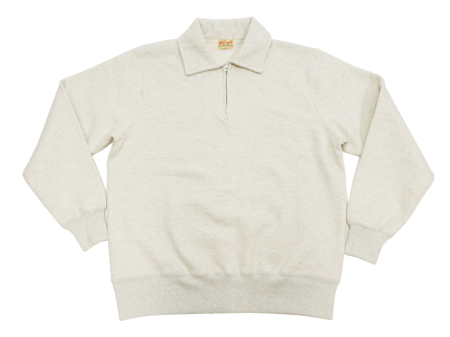 Whitesville Men's Collared Half-Zip Sweatshirt - Heavyweight Loopwheel Fleece, Made in Japan, Vintage-Inspired Athletic Wear (Toyo Enterprises WV69641 131 Oatmeal)