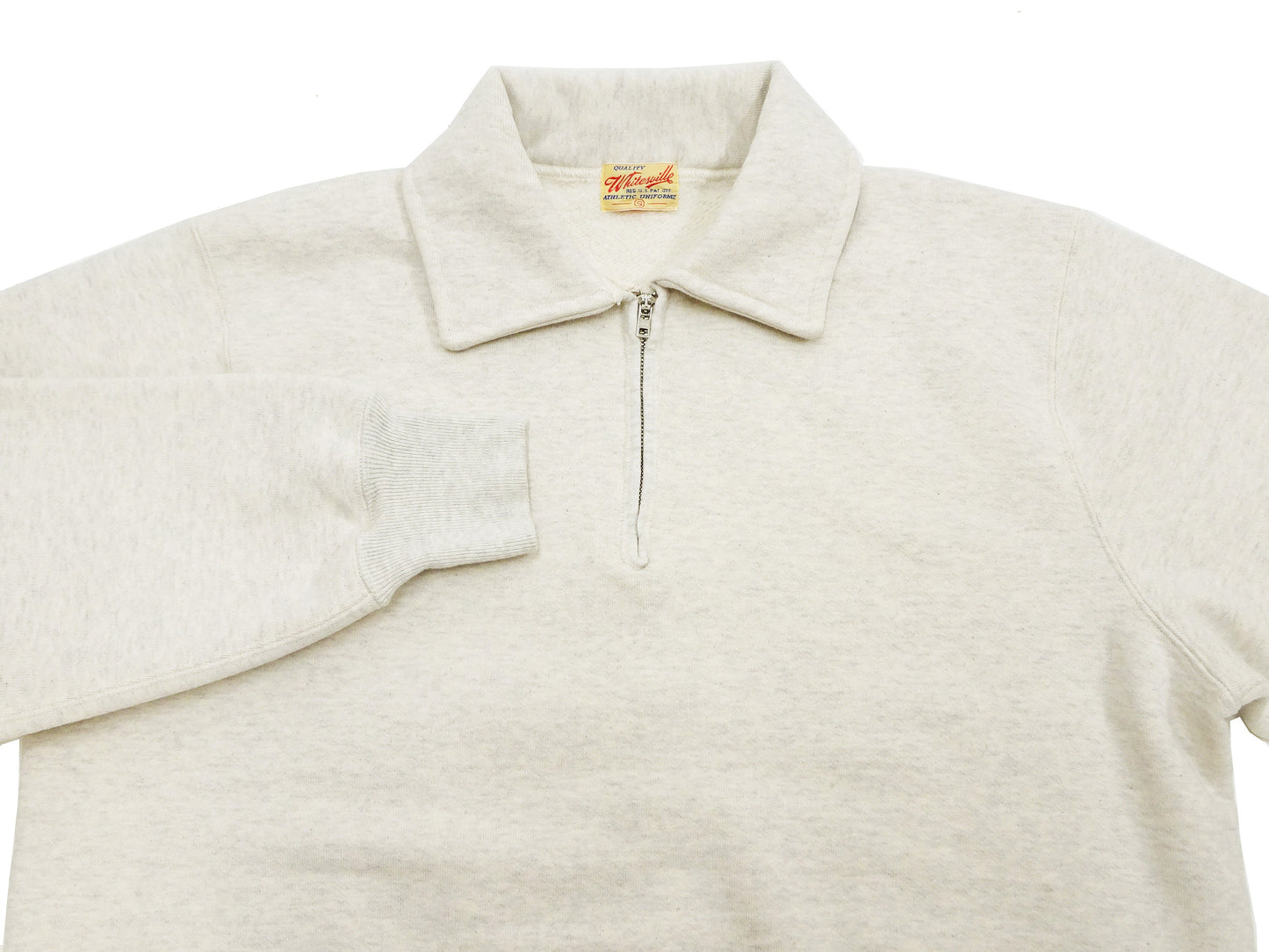 Whitesville Men's Collared Half-Zip Sweatshirt - Heavyweight Loopwheel Fleece, Made in Japan, Vintage-Inspired Athletic Wear (Toyo Enterprises WV69641 131 Oatmeal)