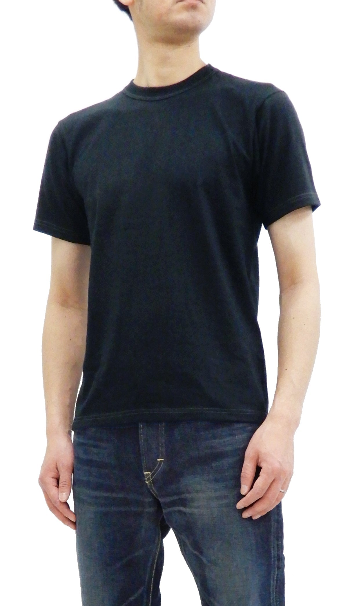 Whitesville Men's 2-Pack Plain Short-Sleeve Crew Neck T-Shirts, Tubular-Knit Cotton, Made in Japan by Toyo Enterprises (WV73544 119 Black)
