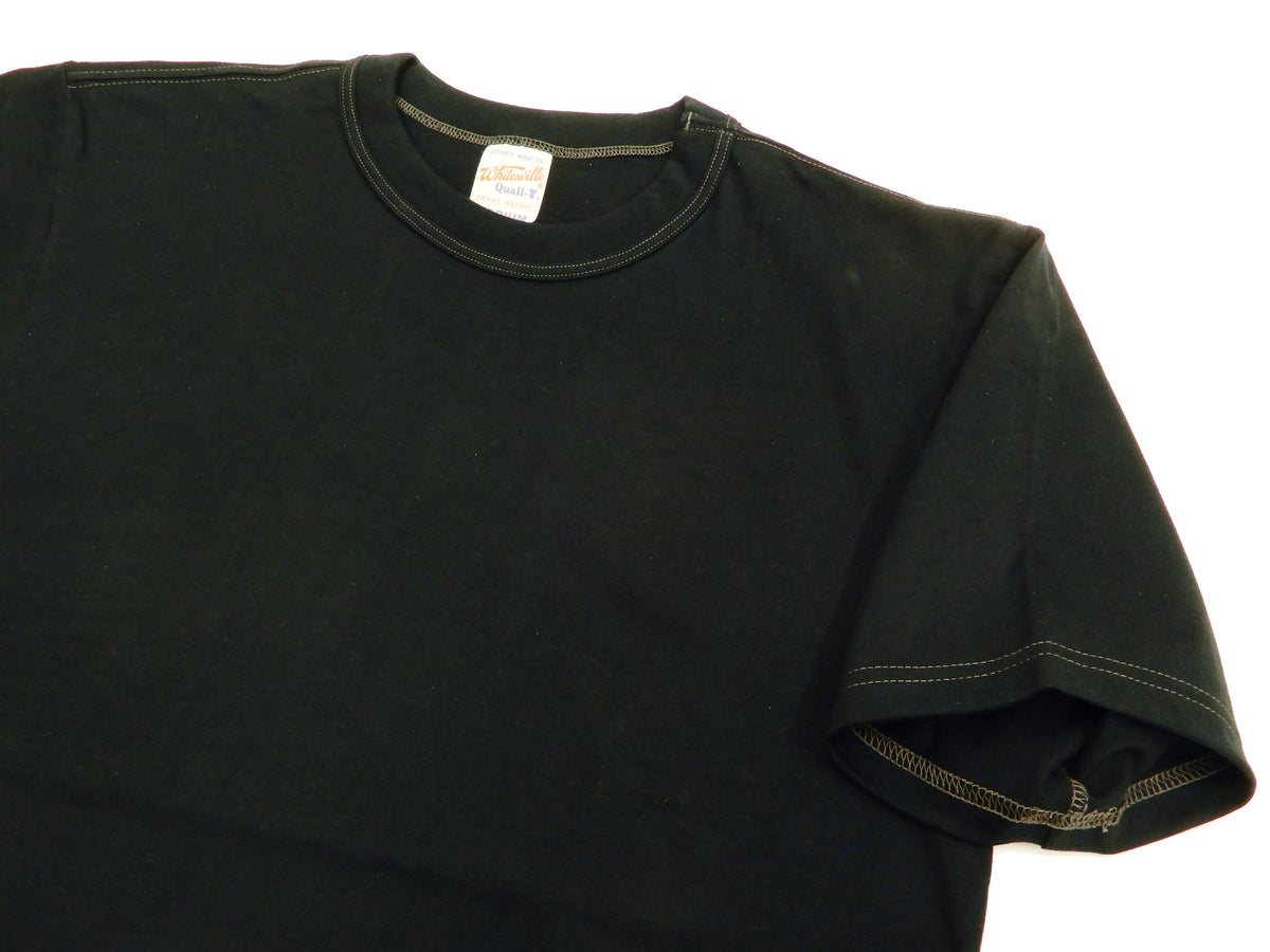 Whitesville Men's 2-Pack Plain Short-Sleeve Crew Neck T-Shirts, Tubular-Knit Cotton, Made in Japan by Toyo Enterprises (WV73544 119 Black)