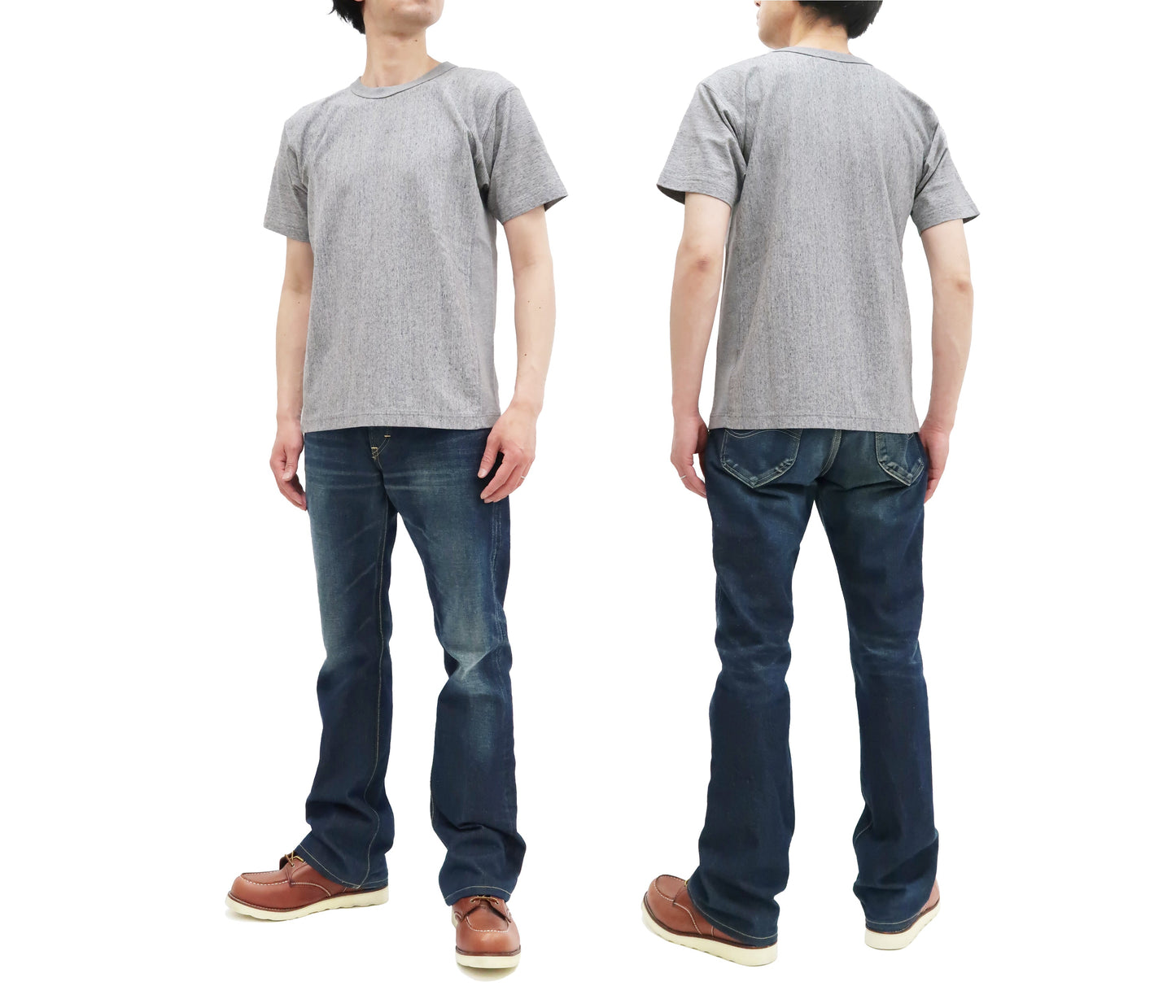 Whitesvill Plain T-shirt with Rib Side Panels Men's Heavyweight Short Sleeve Tee WV78930 113 Heather-Gray