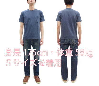 Whitesville Men's Short Sleeve Pigment-Dyed Pocket T-Shirt, Heavyweight Tubular Cotton Jersey Plain Tee, Made in Japan by Toyo Enterprises (WV79531 128 Faded Navy)