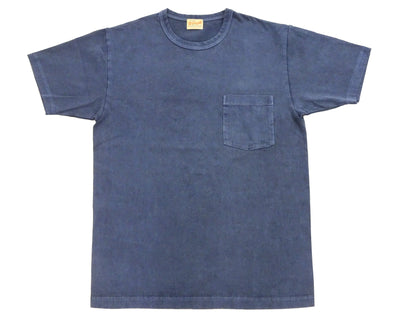 Whitesville Men's Short Sleeve Pigment-Dyed Pocket T-Shirt, Heavyweight Tubular Cotton Jersey Plain Tee, Made in Japan by Toyo Enterprises (WV79531 128 Faded Navy)