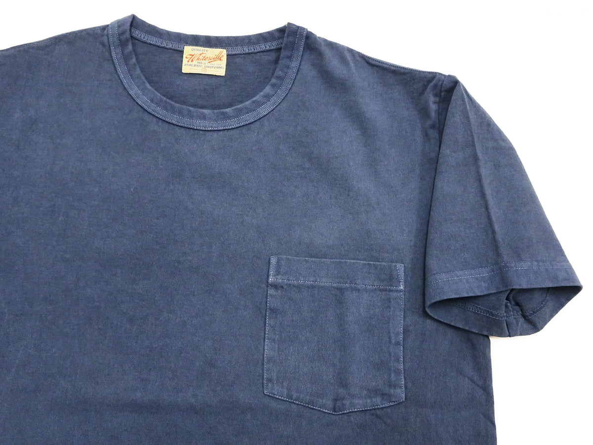 Whitesville Men's Short Sleeve Pigment-Dyed Pocket T-Shirt, Heavyweight Tubular Cotton Jersey Plain Tee, Made in Japan by Toyo Enterprises (WV79531 128 Faded Navy)