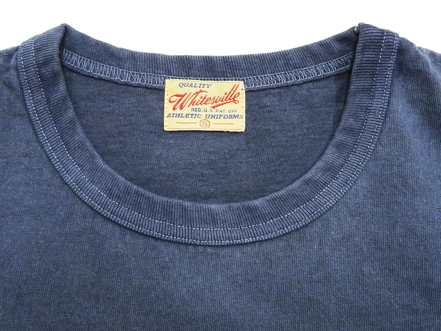Whitesville Men's Short Sleeve Pigment-Dyed Pocket T-Shirt, Heavyweight Tubular Cotton Jersey Plain Tee, Made in Japan by Toyo Enterprises (WV79531 128 Faded Navy)