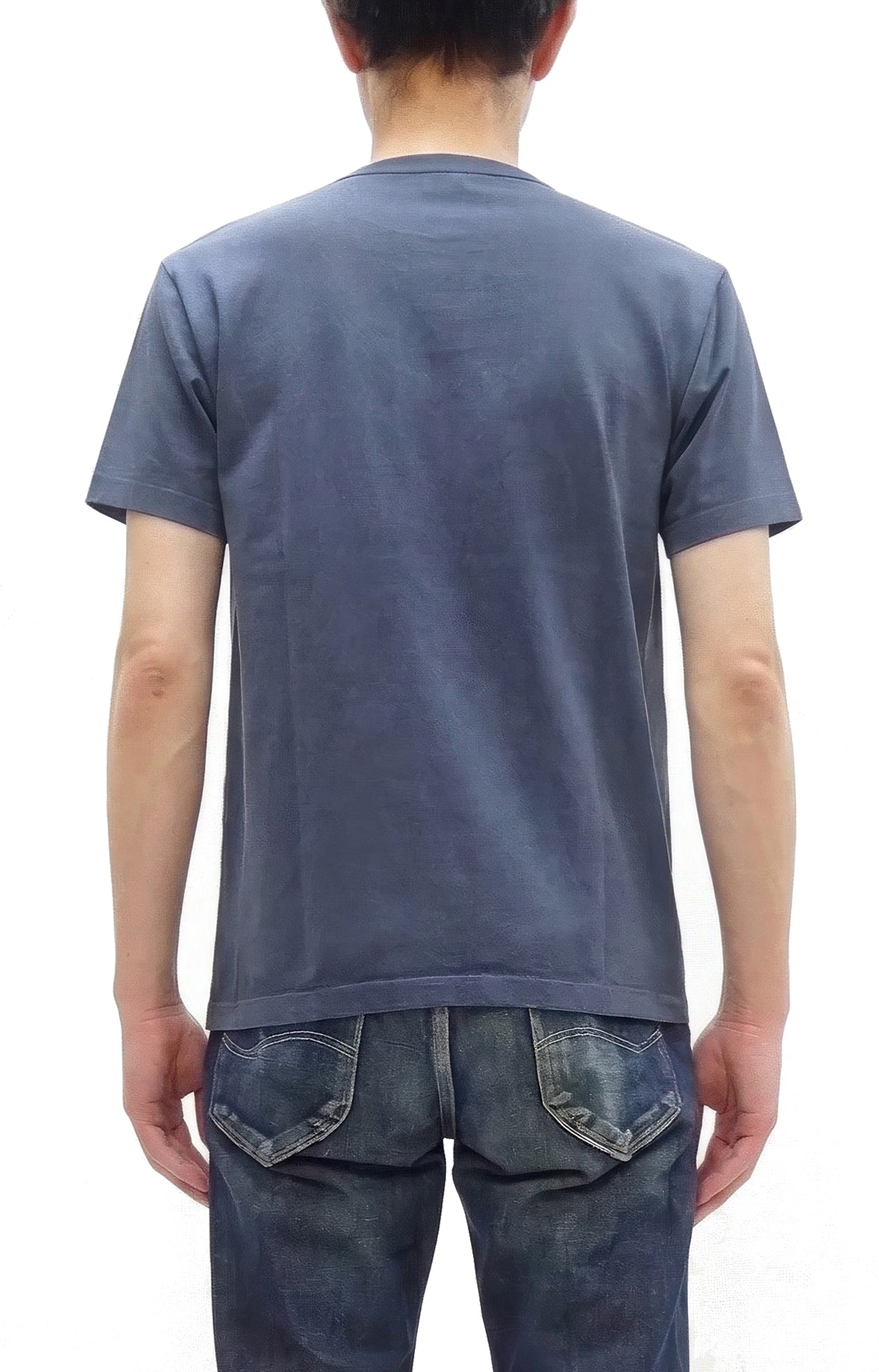Whitesville Men's Short Sleeve Pigment-Dyed Pocket T-Shirt, Heavyweight Tubular Cotton Jersey Plain Tee, Made in Japan by Toyo Enterprises (WV79531 128 Faded Navy)
